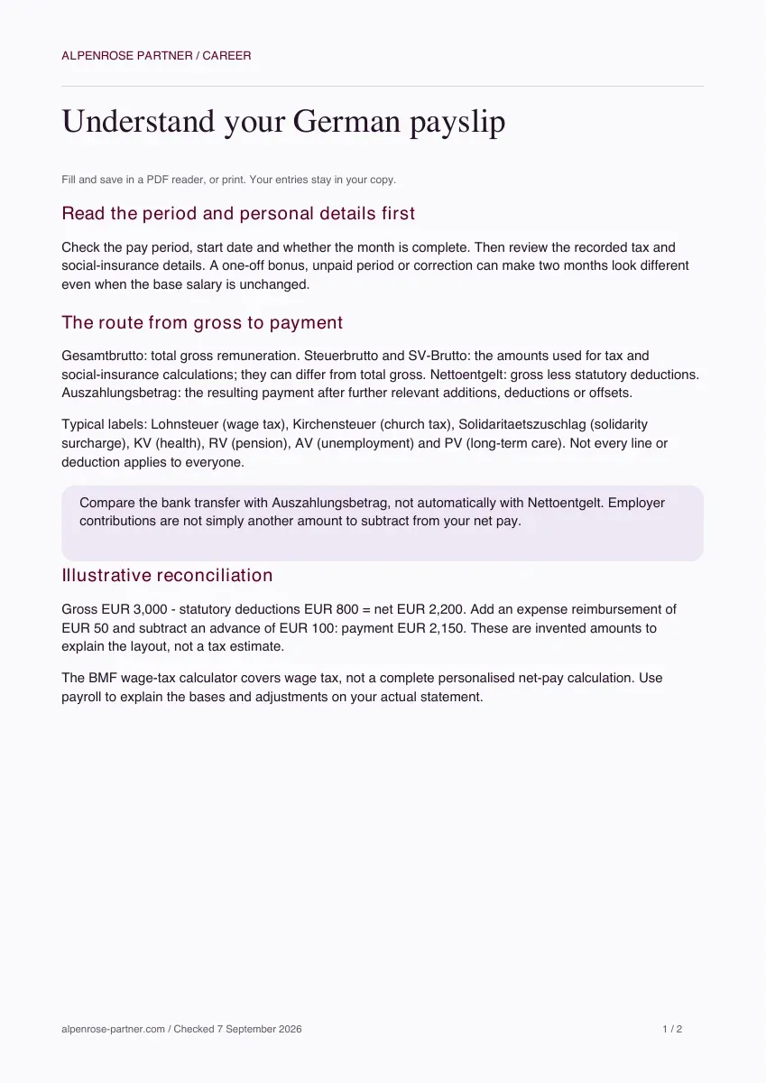 Preview of Understand your German payslip